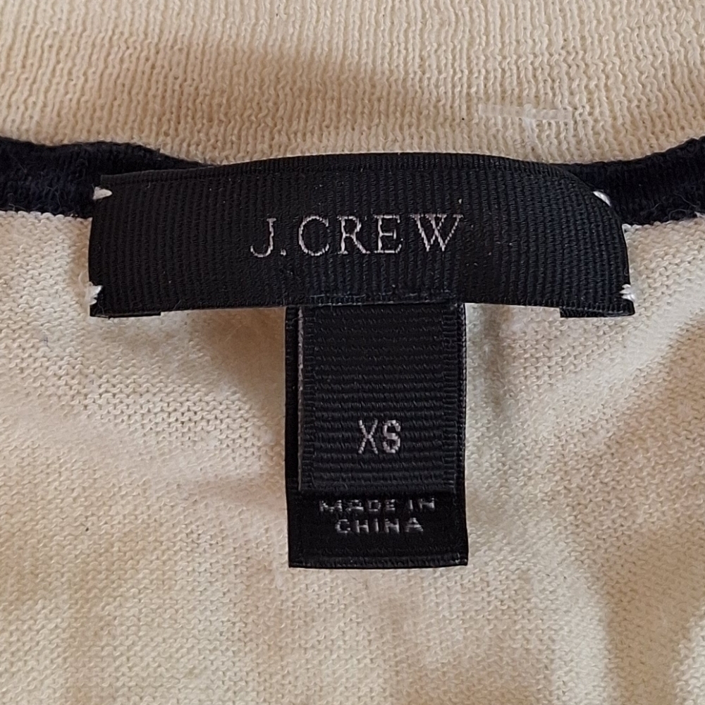 J. Crew Womens Striped VNeck Sweater Summerweight Cotton XSmall Cream/Blue Color - Picture 10 of 12